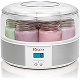 Euro Cuisine Yogurt Maker - YMX650 Automatic Digital Yogurt Maker Machine with Set Temperature - Includes 7-6 oz. Reusable Gl