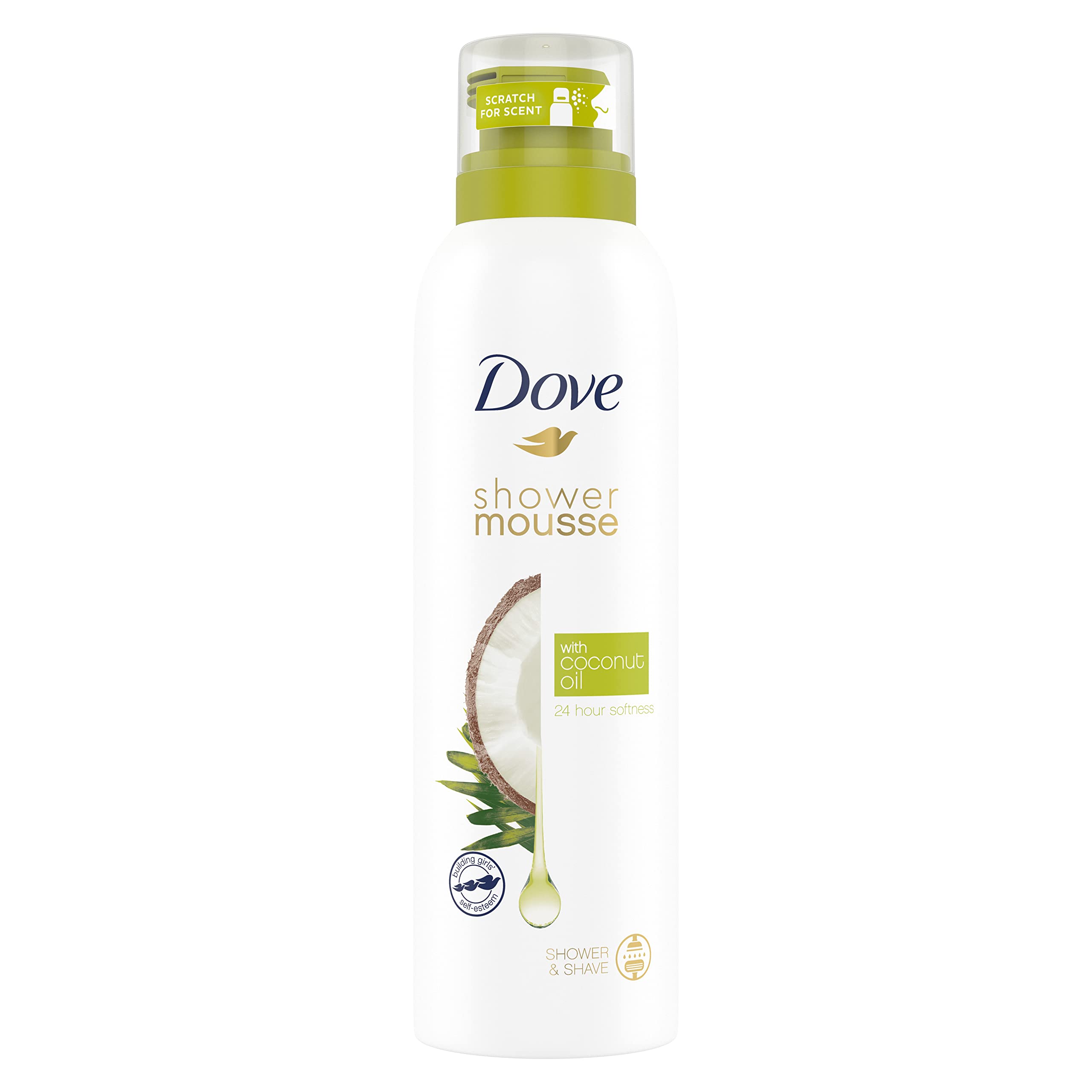 Dove Coconut Oil Shower Mousse pack of 6 shower foam infused with essential oils for 24-hour softness 200 ml