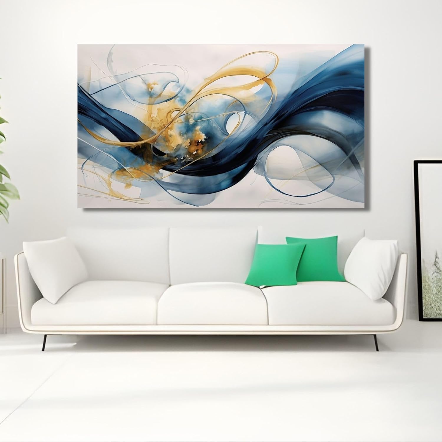 Paintings - Abstract Canvas Wall Art Abstract art Painting Blue Fantasy White Background Modern Artwork Suitable For Bedroom Living Room Bathroom Home Office Wall Decoration (Unframed, 30