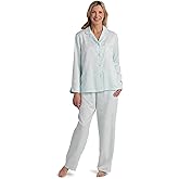 Miss Elaine Pajama Set - Women's Satin PJ Set, Elastic Waist and Button Up Top, Sleepwear and Loungewear for Women