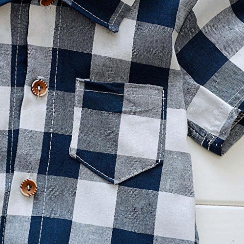 TiTCool Toddler Cool Baby Boy Plaid T Shirt Tops+Short Pants 2Pcs Outfits Clothes Set (Blue, 24M)