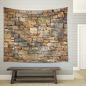 Background of Stone Wall Texture Photo - Fabric Wall Tapestry Home Decor - 51x60 inches