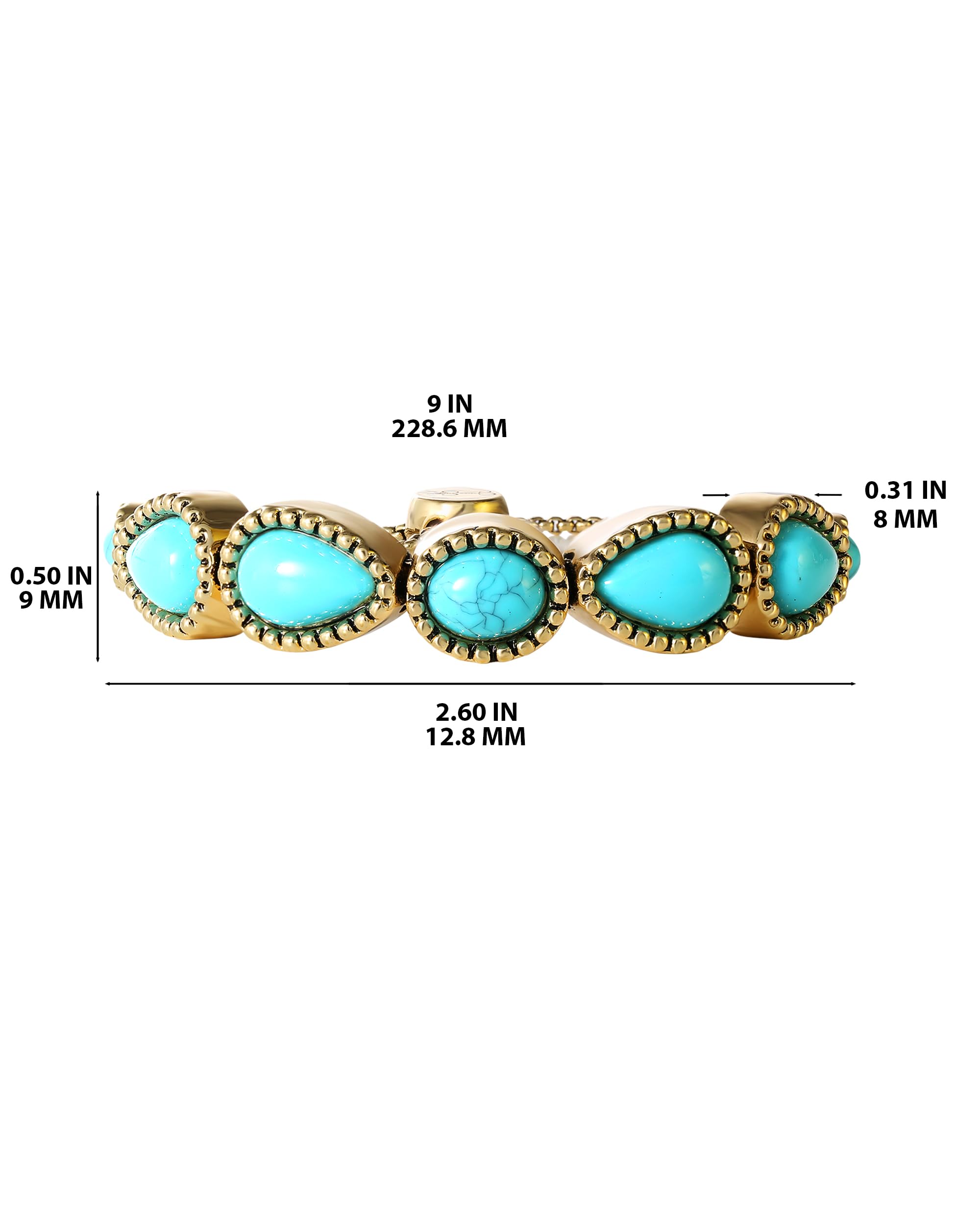 Jessica Simpson Womens Turquoise Stone Slider Bracelet - Oxidized Gold-Tone Lariat Bracelet with Turquoise Accents