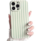 Lovmooful Compatible for iPhone 16 Pro Case Cute Color Striped with Aesthetics Design for Girls Women Soft TPU Shockproof More Protective Girly for iPhone 16 Pro Case-Green