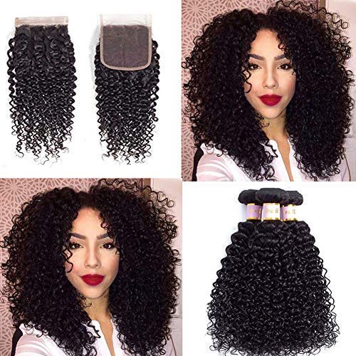 Brazilian-Kinky-Curly-Virgin-Hair-3-Bundles-with-Free-Part-Closure-10-12-1410100-Unprocessed-8A-Brazilian-Curly-Human-Hair-Weft-with-Lace-Closure