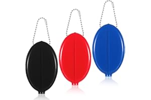 Piriuuo 3 Pcs Oval Squeeze Coin Purse, 2 X 3 Inches Oval Coin Purse Portable Rubber Coin Purse with Chain Oval Change Purse for Coins for Men Women Travel (3 Colors)