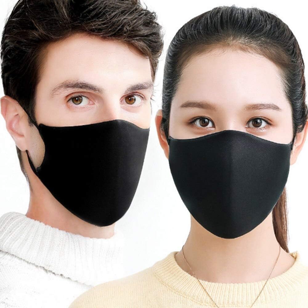 PYL Anti-Dust Mask, 3pcs Face Masks Reusable Carbon Fiber Mouth Mask with Adjustable Earloop for Running Skiing Outdoor (Black)