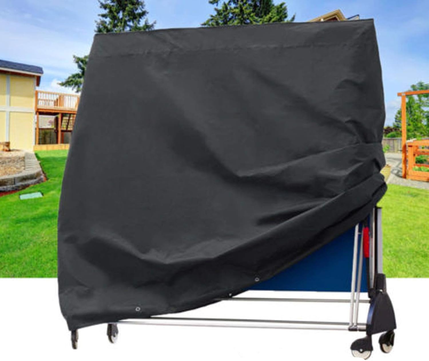 ESSORT Outdoor Ping Pong Table Cover, 210D Durable Oxford Fabric Table Tennis Cover, Weatherproof Heavy Duty Unfolded/Upright Table Tennis Cover(64.96"x27.56"x72.83", for Upright Table) : Sports & Outdoors