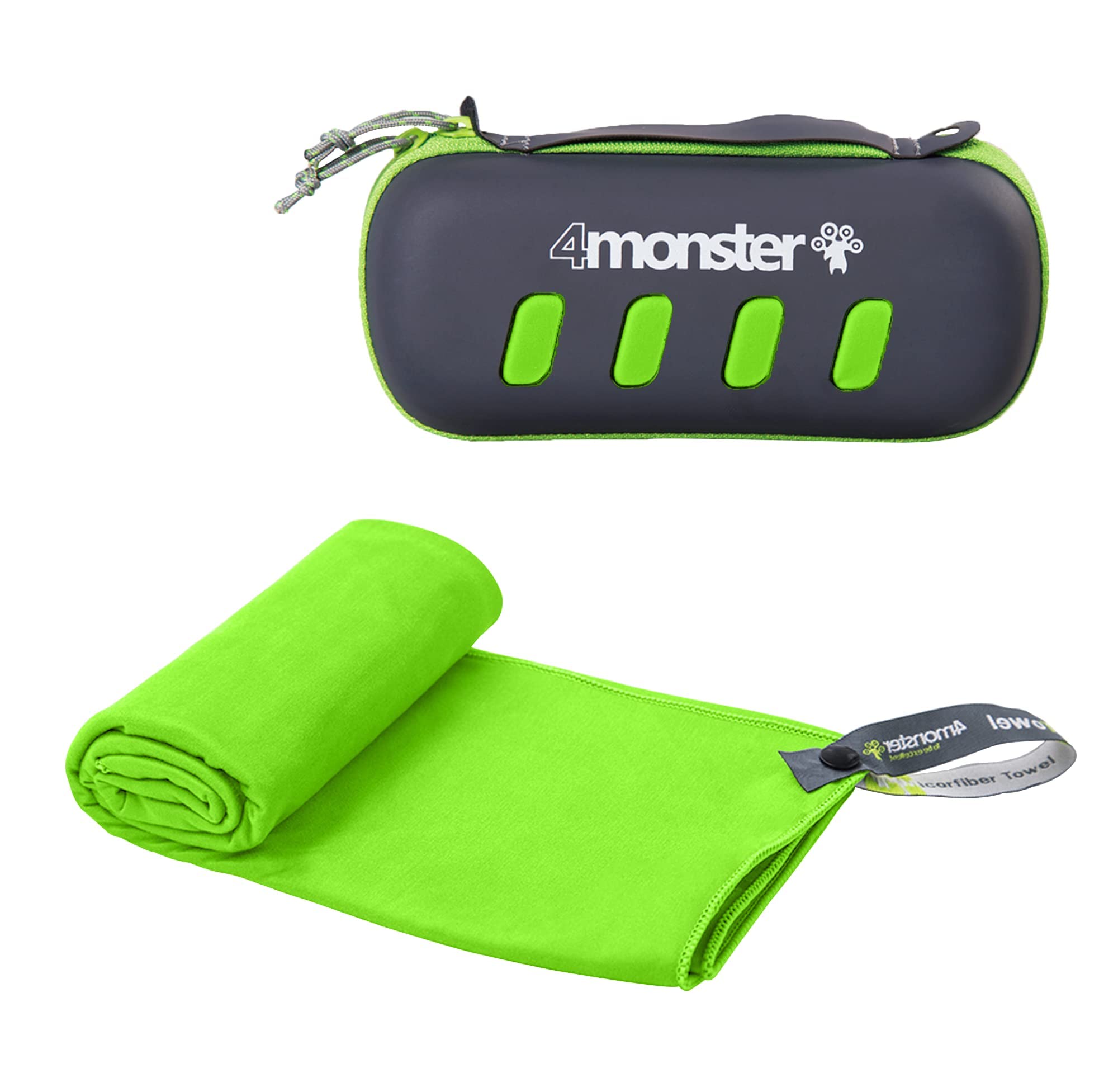 4Monster Ultra Light Quick Dry Microfibre Towels for Fitness, Sports, Sauna, Yoga and Travel Medium Green