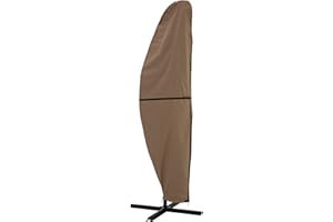 Pure Garden Offset Outdoor Umbrella Cover - Heavy-Duty Waterproof Protection for Banana Frame Umbrellas Up to 11.5 Ft Round or 7.5 Ft Square (Tan)