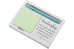 EFFJNSG Leadership Quote Sticky Note Holder for Desk, Appreciation Gift for Boss, Manager, Mentor, Principal, Inspirational Office Decor, Thank You Note Pad Organizer for Women Men EDP226