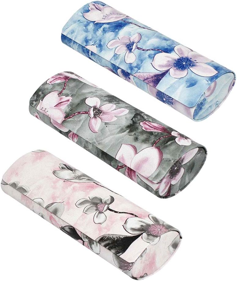 [3 PACK] JAVOedge Various Pattern Long Oval Hard Glasses Magnetic Closure Case