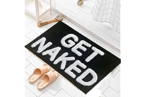 Zeeinx Get Naked Bath Mat Cute Bathroom Rugs Non Slip Microfiber Absorbent Bath Rugs Funny Bathroom Decor for Apartment Black Bath mat for Tub and Shower,Machine Washable,20”x32”