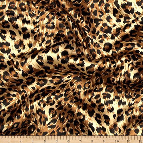 Ben Textiles Charmeuse Satin Big Cheetah Tan/Brown/Black Fabric The Yard