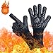 AngLink BBQ Grill Gloves, 1472°F Extreme Heat Resistant Grilling Gloves for Cooking, Baking and for Smoker, Silicone Insulated Cooking Oven Mitts, Long Non-Slip Potholder Gloves