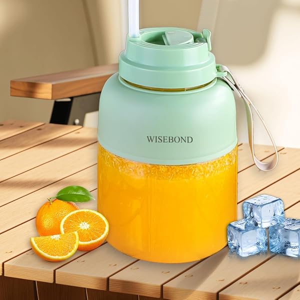 WISEBOND PORTABLE SMOOTHIE BLENDER FOR SHAKES & SMOOTHIES 43OZ 1300ML LARGE CAPACITY CORDLESS JUICER CUP SHARP BLADES POWERFUL BLENDING JUICE VEGETABLE CRUSH SMALL ICE FOR KITCHEN GYM OUTDOOR