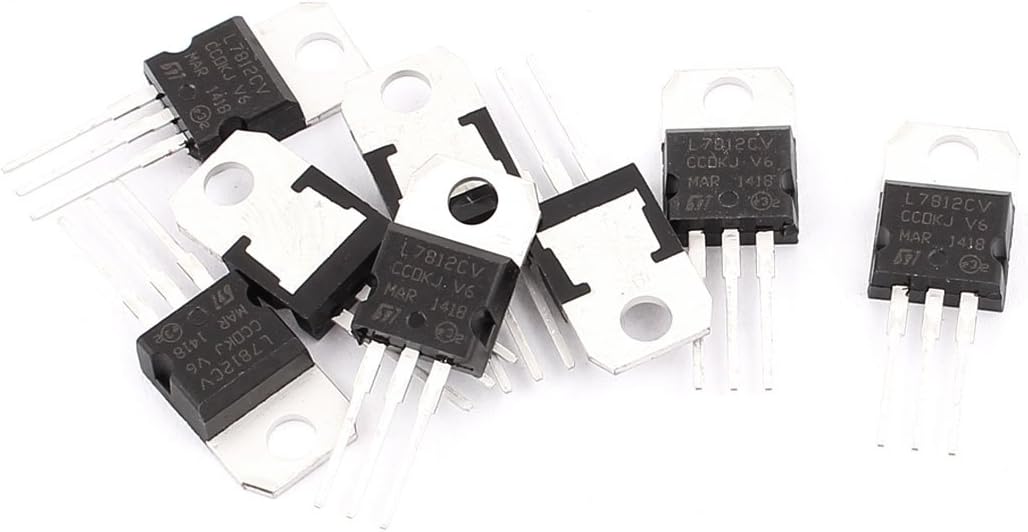 Aexit 8 Pcs Transistors 12V 1A 3 Pin Terminals L7812CV
