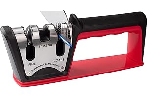 AVCNUJ 3-in-1 Knife Sharpener Tool, 3-Stage Knife Sharpening with Novelty Arc-Shape Slot to Repair, Restore, Polish Serrated & Smooth Blades, Premium Manual Kitchen Knife Sharpeners for Knives Scissors