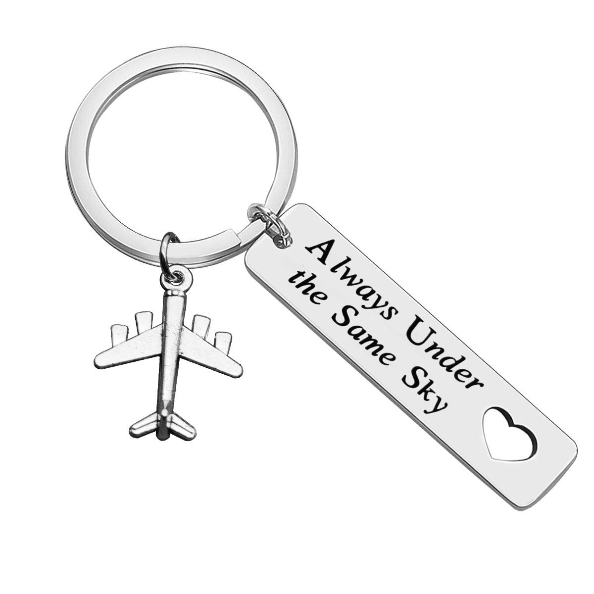 Baipilu Couple Keyring for Boyfriend from Girlfriend Always Under the Same Sky Key Chain Long Distance Relationship Gifts Friendship Gifts Airplane keyring Military Gift Going Away Gift
