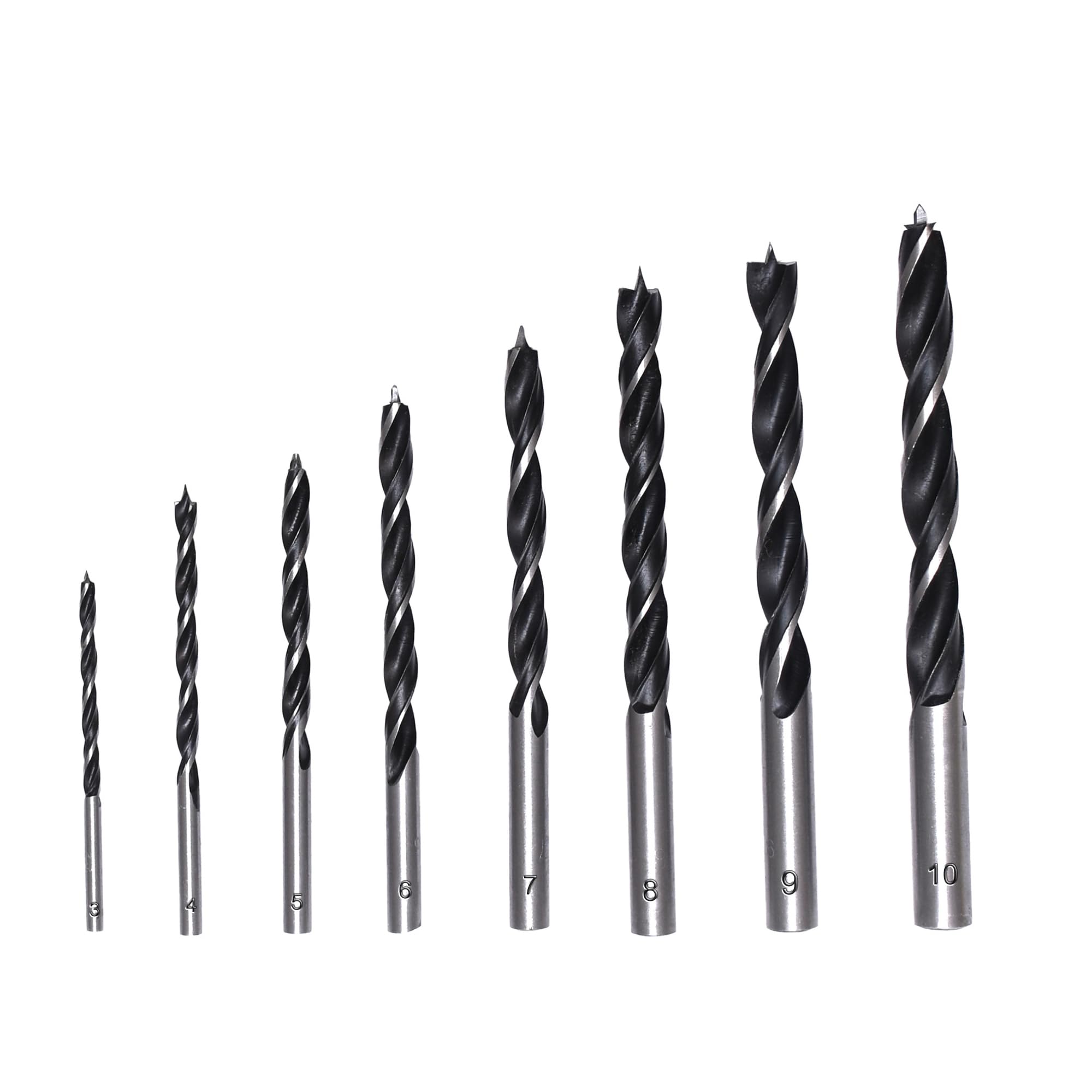 Foyscr Wood Drill Bits - 8Pcs Set, 3mm-10mm, Brad Point, Carbon Steel, Clean Drilling