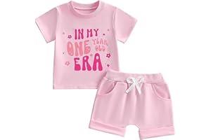 Baby Boy Girl 1st Birthday Outfit In My One Year Old Era Top Short Sleeve Shirt + Shorts Set Summer Birthday Clothes