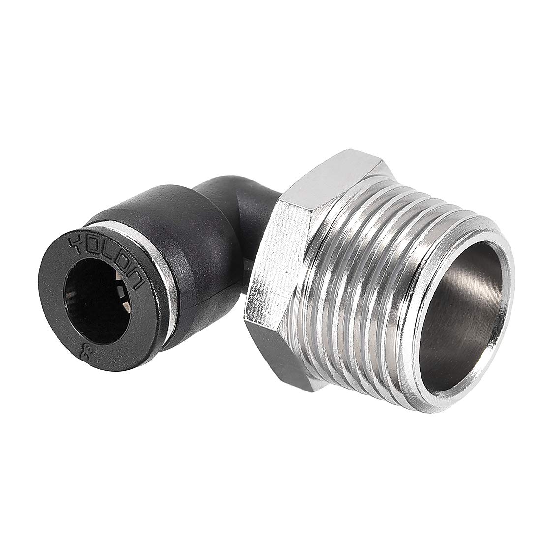 sourcing map Push to Connect Tube Fitting Male Elbow 8mm Tube OD X 1/2 NPT Thread Pneumatic Air Push Fit Lock Fitting