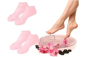 BIODISON & LEE 2 Pairs Silicone Socks for Dry Cracked Feet Women,Silicone Moisturizing Socks,Women's Spa Pedicure Silicone Socks for Repairing Dry Feet,Cracked Heels and Softening Rough Skin (Pink & Pink)