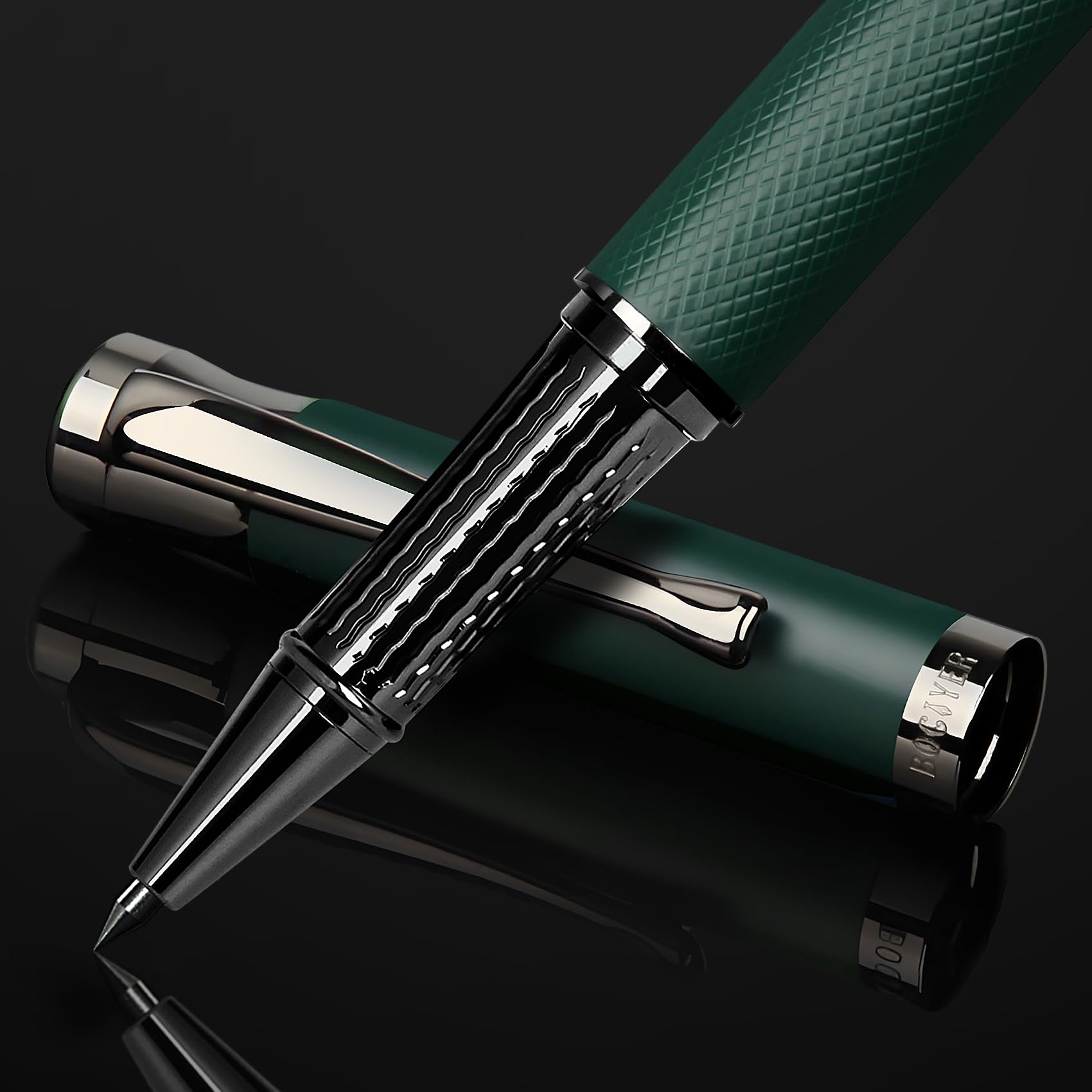 BOCIYER Liquid Ink Rollerball Pens - Nice Pens for Bullet Journal and Office Supplies - Fine Line, Luxury Pen Gift Box for teacher gifts，gifts for men&women(Green)