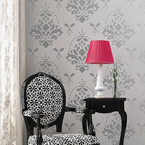 Flower Garden Wall Stencil for Painting - Expedited 3 days Delivery - Damask Wall Accent - Reusable Template - Large Mylar Washable Plastic - Repeatable Pattern for Wall Décor