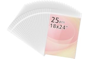 Frametory, 18 3/8" x 24 1/8" Acid-Free Clear Plastic Bags, Self Seal Crystal Photo Sleeves for 18x24 Art Prints, Pictures & Framing Mat Mattes - 25 Pack