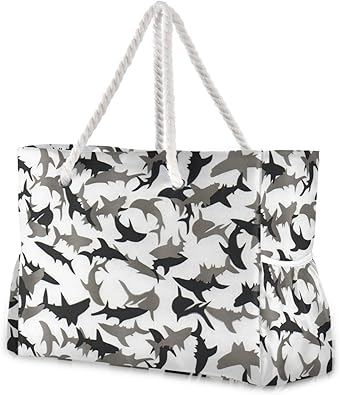 Amazon Co Jp ビーチバッグ トートバッグ マザーズバッグ スポーツバッグ 迷彩 魚 カモフラ 迷彩柄 サメ 鮫 買い物バッグ エコバッグ レディースバッグ バーベキューバッグ 超大容量 レジャー 防水 旅行 携帯に便利 シューズ バッグ