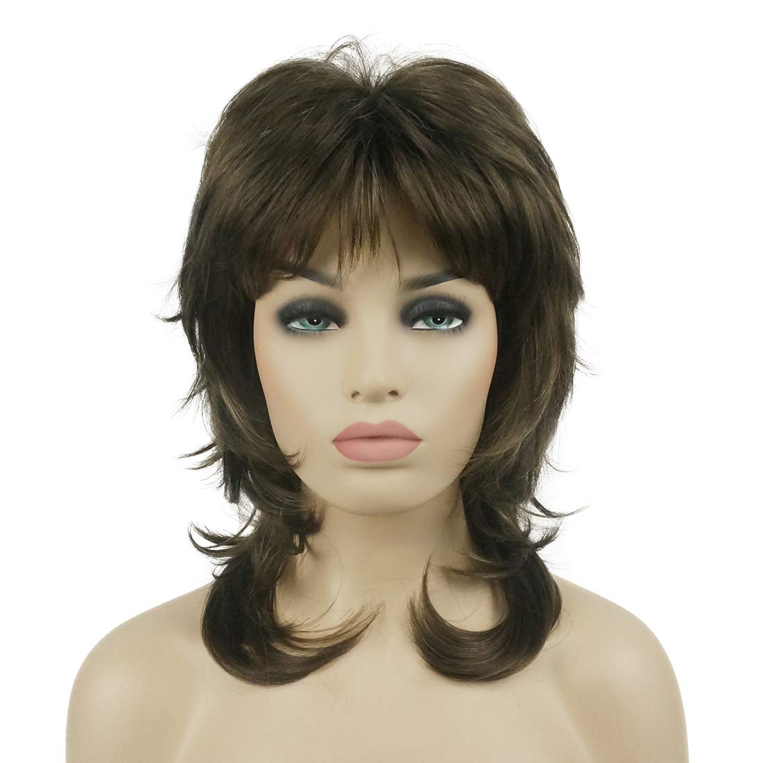 Lydell Long Soft Shaggy Layered Brown Mix Wig Classic Cap Full Synthetic Wigs (8H14)