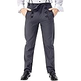 galeeup Men Medieval Steampunk Pants Adult Victorian Classic Trousers Halloween Vintage Costume