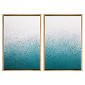 SIGNWIN Framed Wall Art Print Set Deep Turqoise...