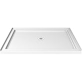 DreamLine SlimLine 42 in. D x 48 in. W x 2 3/4 in. H Center Drain Single Threshold Shower Base in White