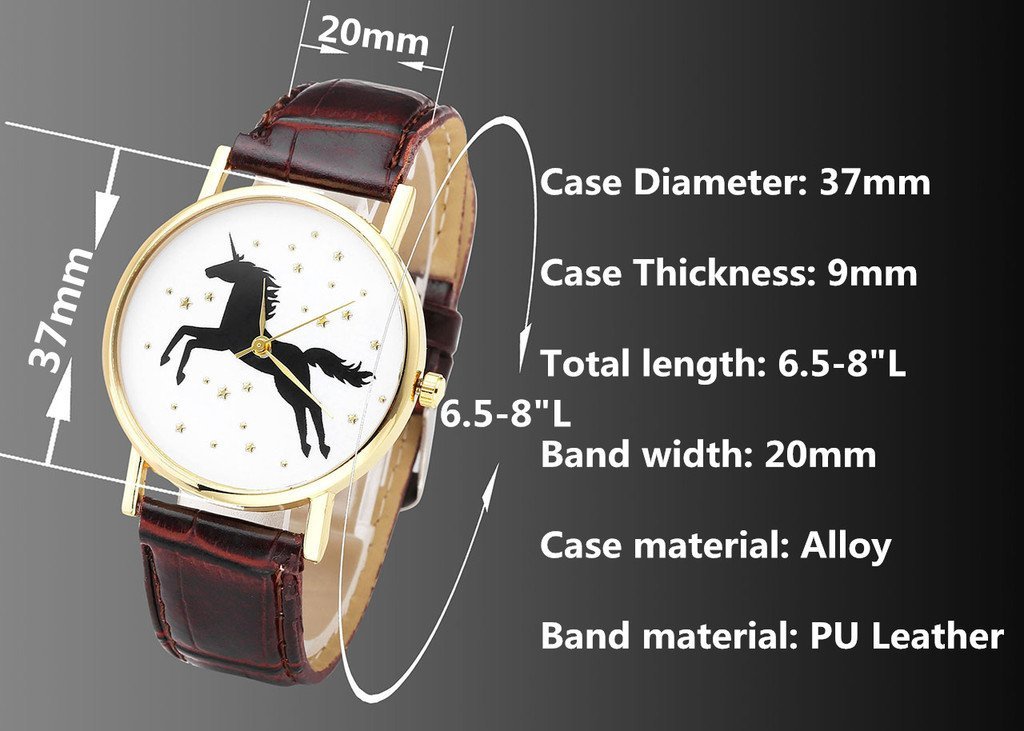 Top Plaza Fun Animal Searies Galloping Horse Fashion Womens Ladies Quartz Wrist Watch, Black