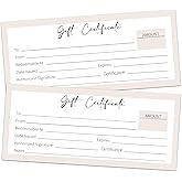 25 Blank Gift Certificates for Business, 3.5 x 8 Inches Double Side Gift Certificate Cards Paper Vouchers for Spa, Salon, Restaurants, Client Vouchers for Birthday, Work Business Present Card - 001