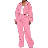 SOLY HUX Women's Fall Clothes 2 Piece Sweatsuits Zip Up Crop Hoodies and Sweatpants Set Streetwear