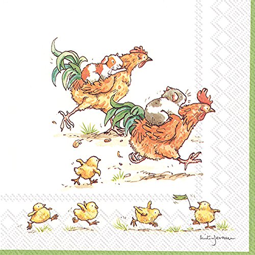 Celebrate the Home Silly 3-Ply Paper Cocktail Napkins, Run Rooster Run, 20-Count