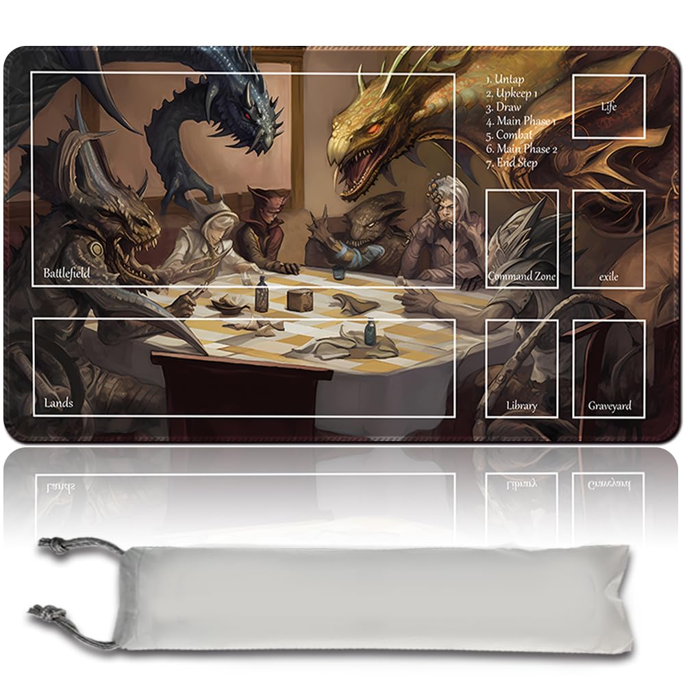 Board Game MTG Playmat + Free Waterproof Bag, Stitched Edges, Smooth Rubber Surface, MTG PlayMat with Zones (An Original ANCESTRAL MASK Playmat) (SLIVERS-PLAYING-POKER)