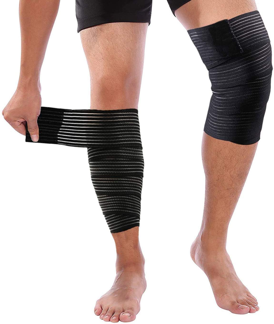 1 Pair Compression Elasticity Knee Bandage Wrap Weightlifting Squat Fitness Strap Patella Leg Thigh Calf Shin Support Brace Protector GYM Basketball Sport Tape Band -Arthritis Tendonitis Pain-relief