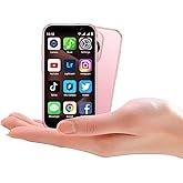 QHO Mini phone Unlocked Mini Smartphone for kids World's Smallest Cell Phone 3.0" HD Touch Screen Quad Core Dual Sim Card Face ID Android Compact Small Mobile Phones for Student Pocket 2GB+16GB (Pink)