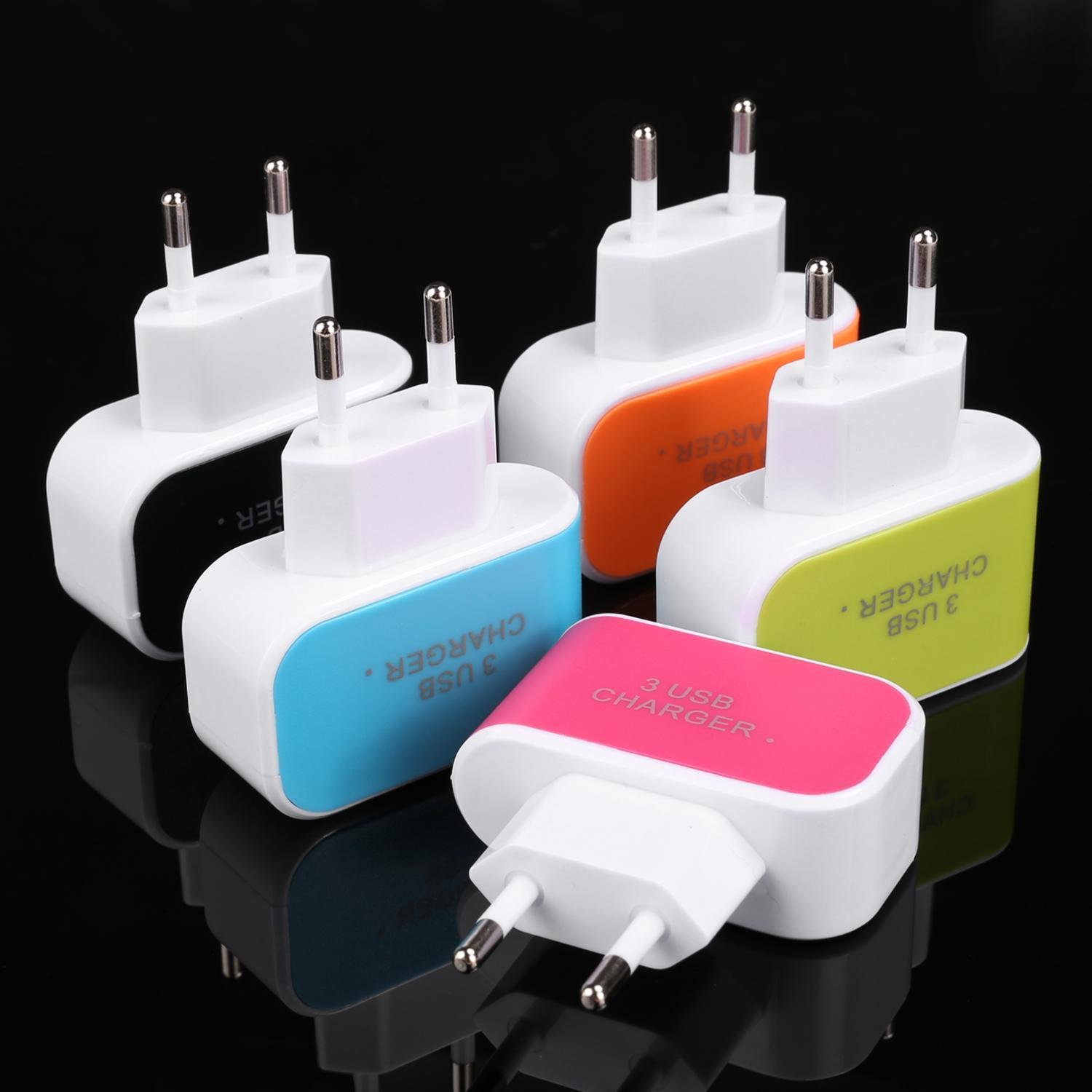 Anstsy Adattatore per Caricabatterie CA da Viaggio a Muro a 3 Porte USB per Telefono EU/US Plug Caricabatterie a induzione
