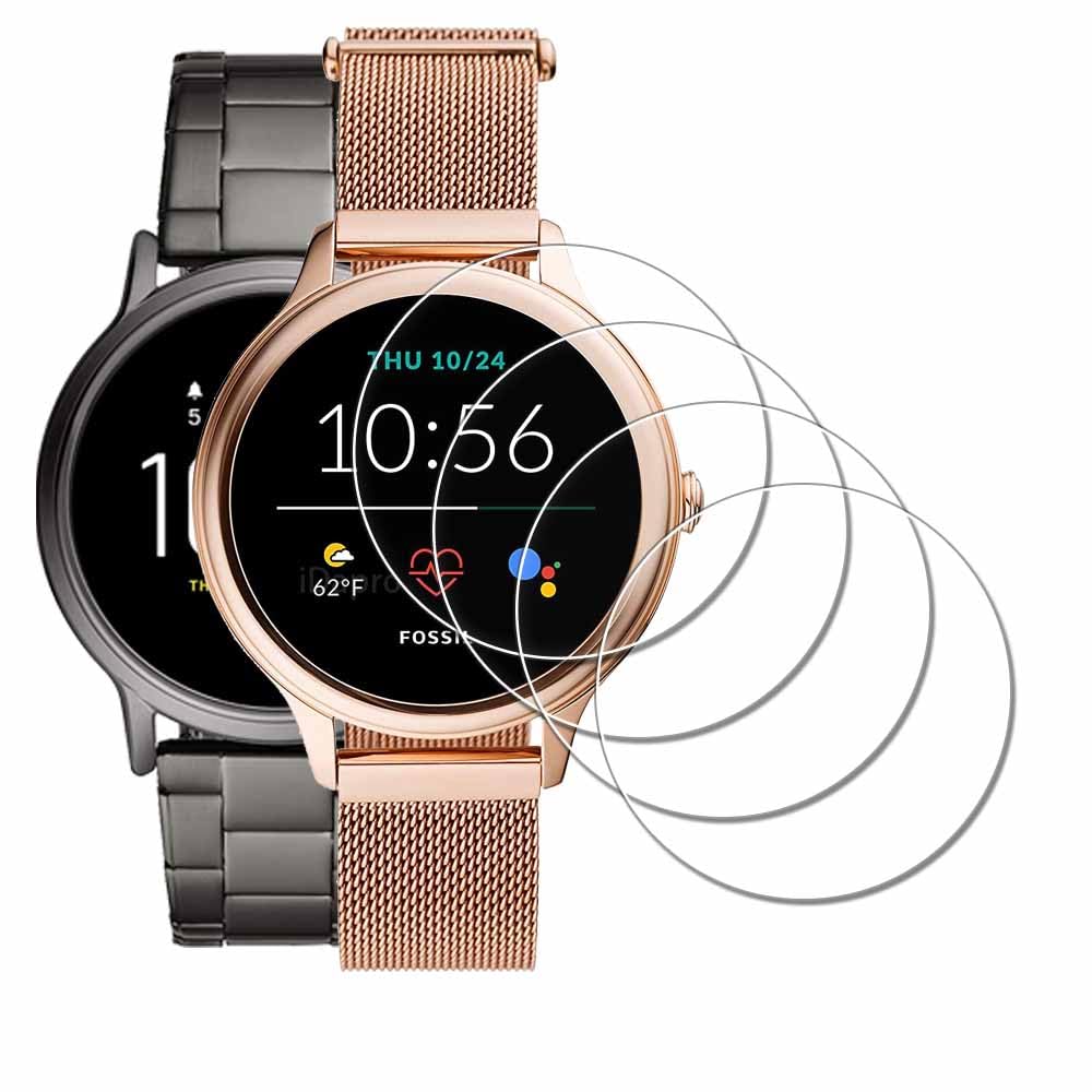 iDaPro Screen Protector for Fossil Men's Gen 5E 44mm / Women's Gen 5E 42mm Watch [4 Pack] Tempered Glass Anti-Scratch Bubble-Free Easy Installation