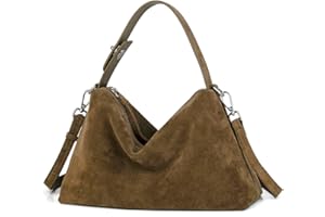 DONNAIN Premium Suede Leather Crossbody Bags for Women, Slouchy Suede Shoulder Bag with Adjustable Strap and Tote Handbag