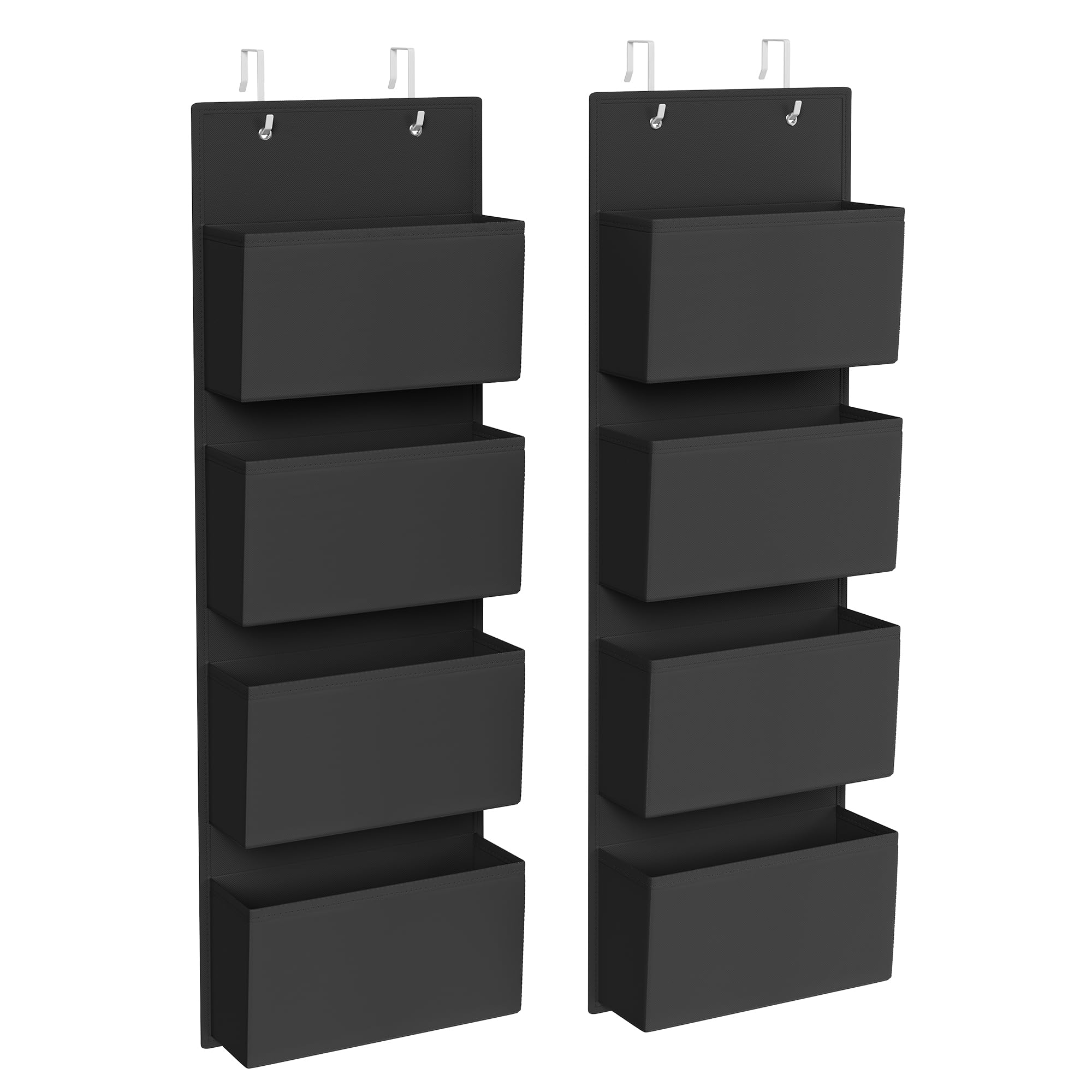 SONGMICS Over Door Storage Organiser, Set of 2 Wardrobe Storage, Behind Door Hanger, 8 Pockets, for Bedroom, Office, Kitchen, 12 x 33.5 x 100 cm, Ink Black RDH004B02