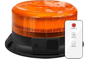 AnTom LED Strobe Lights - Wireless Remote Control Flashing Light-12-24v High Brightness Battery Beacon Lights -Magnetic Base Amber Light- Vehicle Emergency Flashing Warning Light