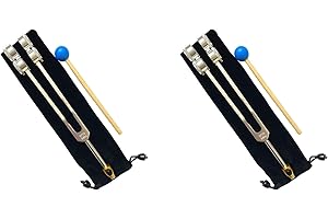 Cwmiibili 2X 64HZ Aluminum Tuning Fork Tool with Hammer Healing Sound Vibration Diagnostic Therapy Health Care Tool