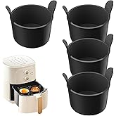 4 Pcs Silicone Air Fryer Egg Molds,Reusable Silicone Poacher Mold,Nonstick Boiler Mold Cup for Steamed, Baked Cake (Black)