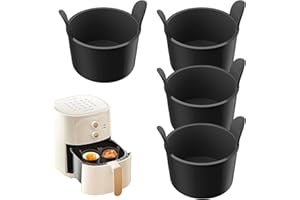 4 Pcs Silicone Air Fryer Egg Molds,Reusable Silicone Poacher Mold,Nonstick Boiler Mold Cup for Steamed, Baked Cake (Black)